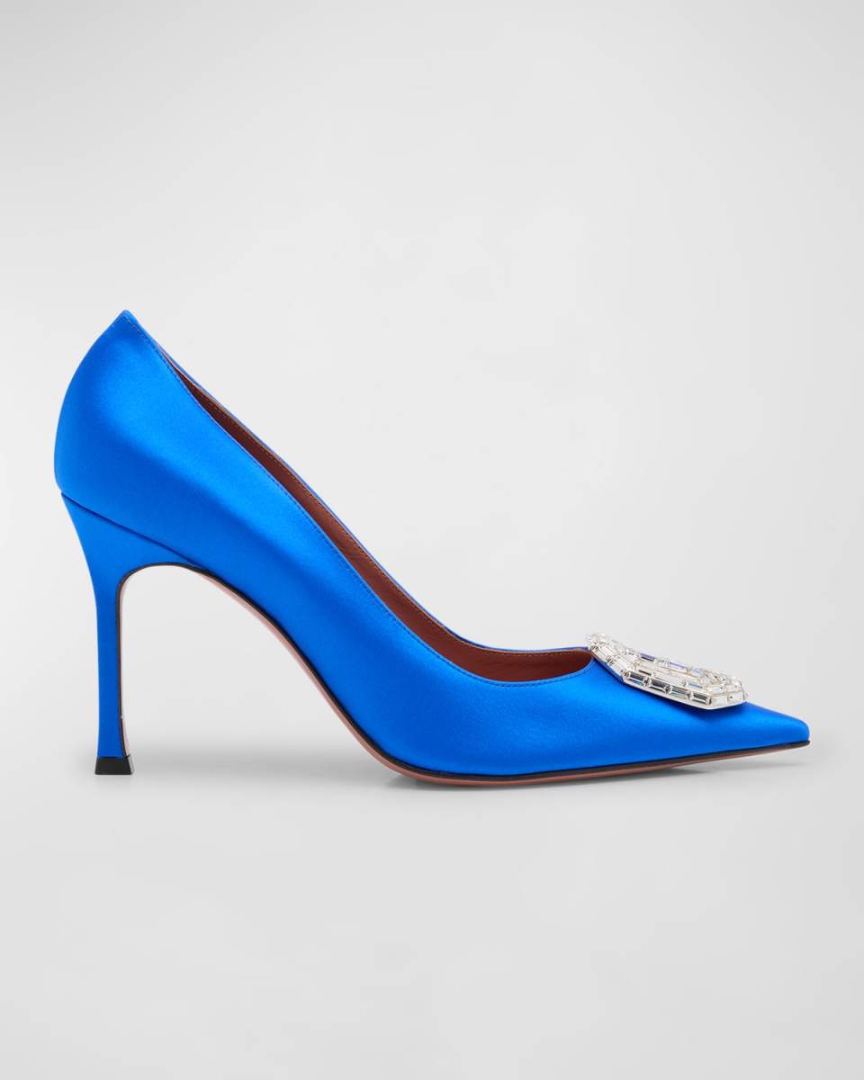 Camelia Silk Crystal Halter Pumps